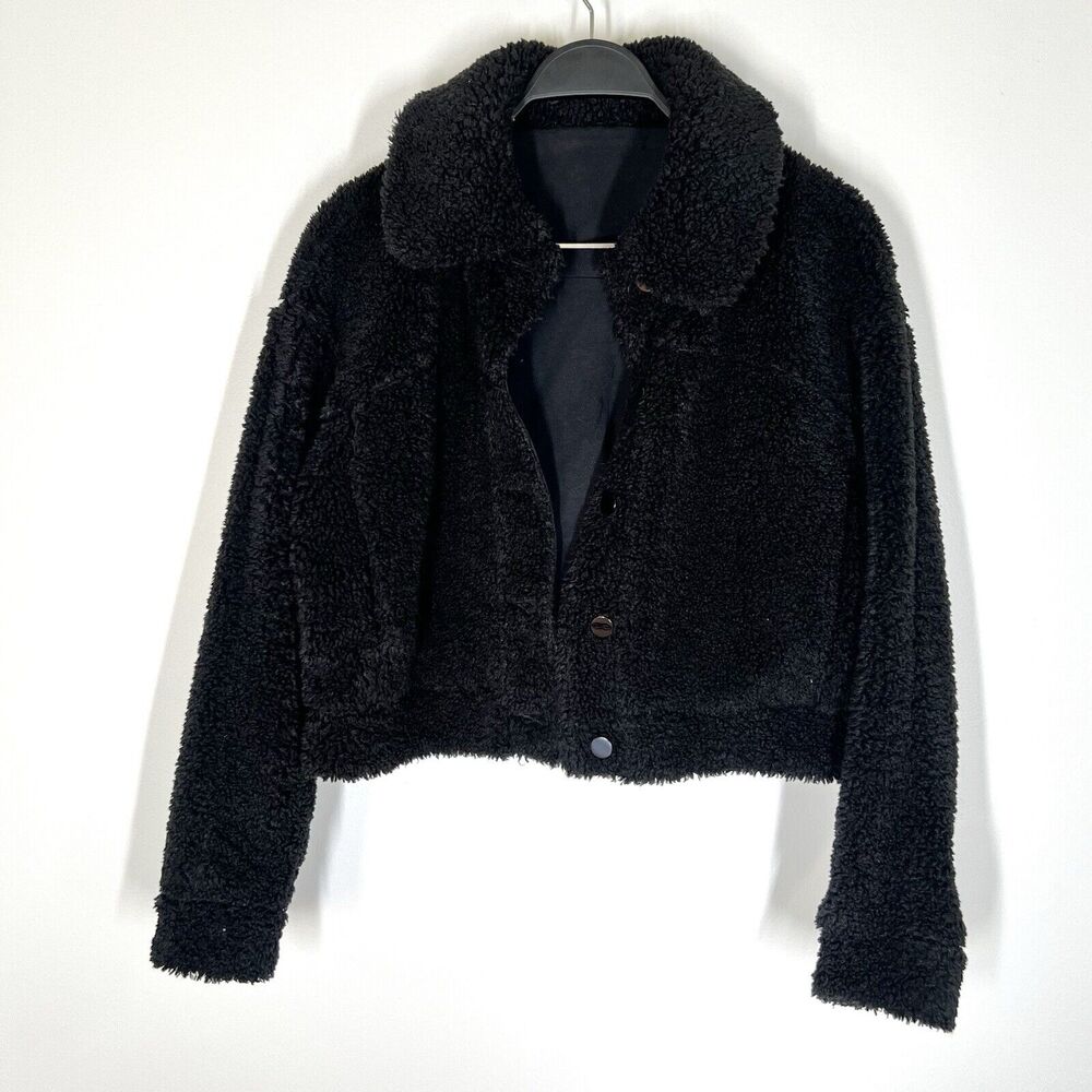 Lululemon Sz 4 Textured Fleece Button Jacket Black - image 3